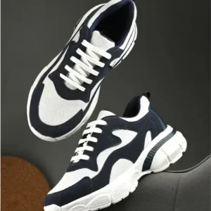 Men's Comfortable Lightweight Outdoor Lace Up Classy Walking & Gym Casual Sport Running Shoes For Men  (White, Blue , 8)
